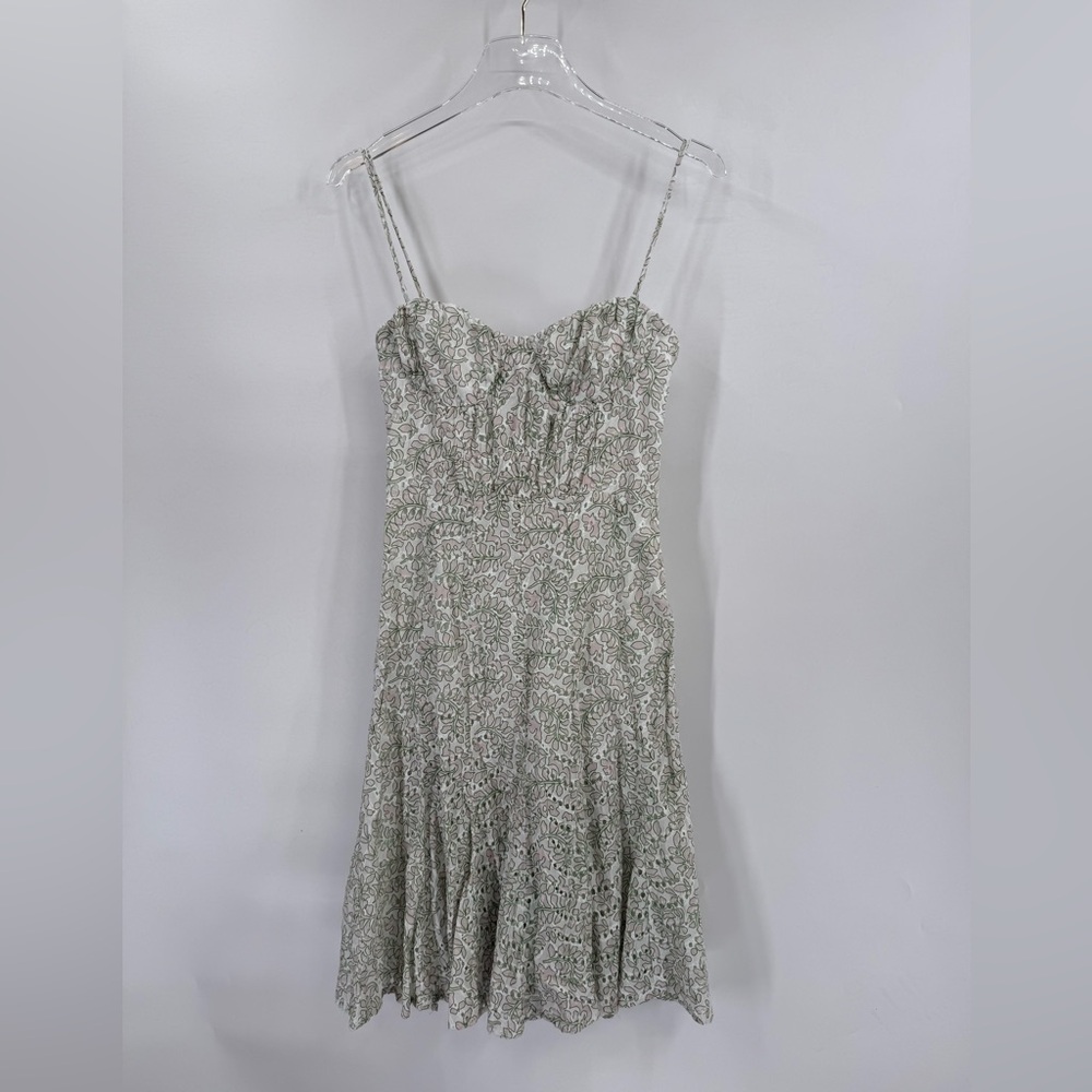 MISA pink and green eyelet mini dress size xs